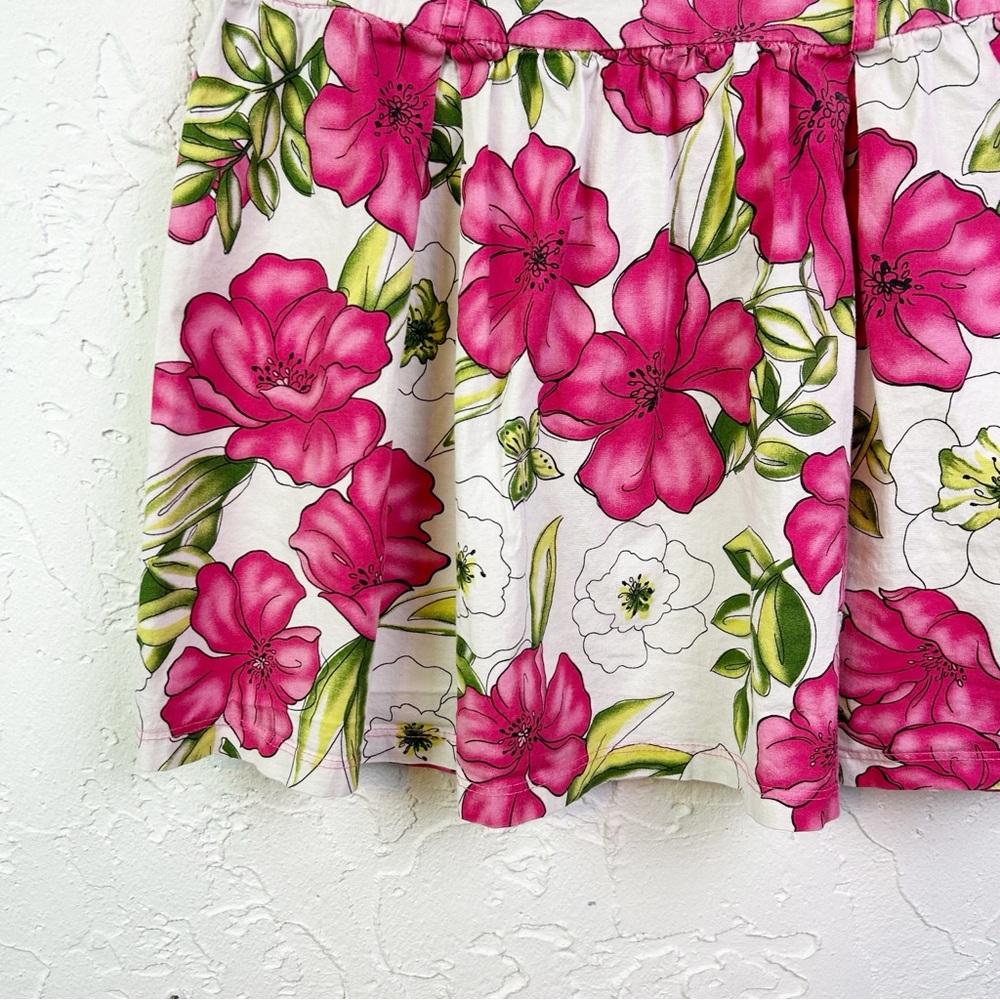 Vintage y2k White Pink Floral Low Rise Mini Skirt Size Large - Picture 3 of 6